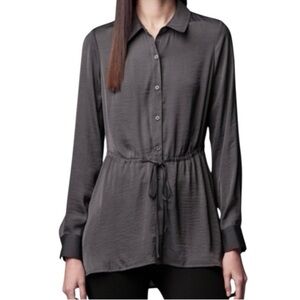 Vera Wang Simply Vera, Elegant Silky Tunic, Blouse, Size S, Dark Grey